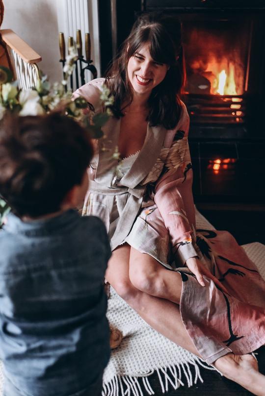 pink star dressing gown Even&Odd ULTRA-SOFT- STAR PRINT LONG ROBE - Dressing gown - pink/light blue